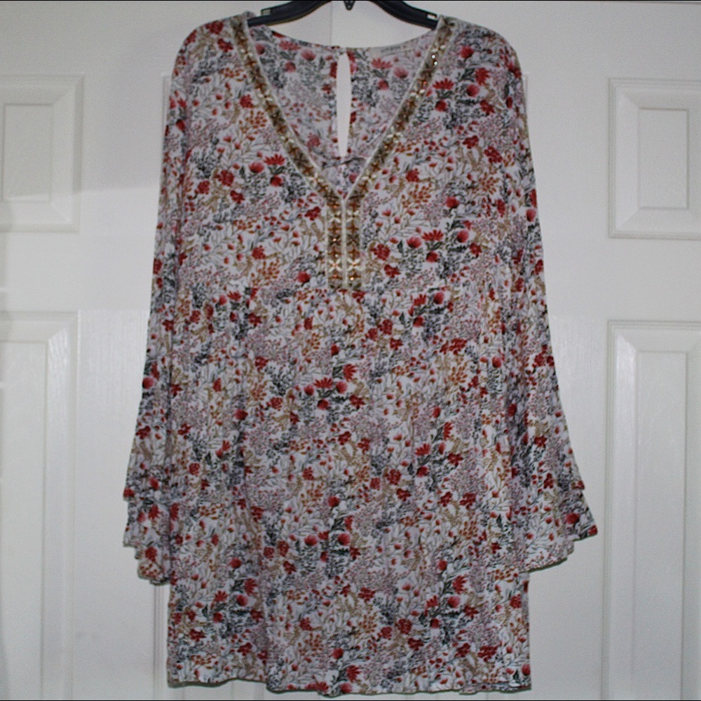 Long Sleeve Blouse With Neck Detail